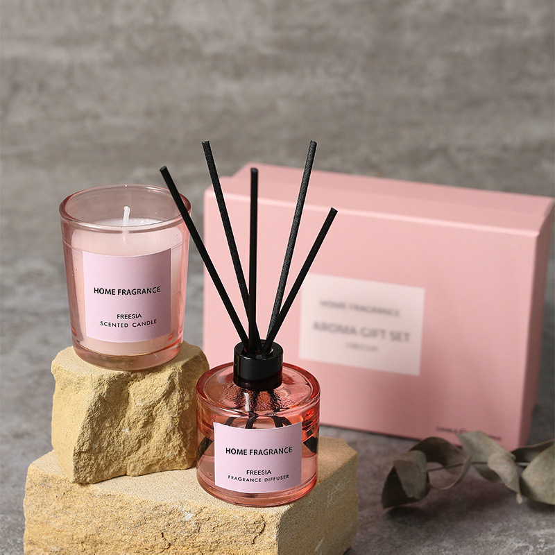 Home Fragrance Gift Set - Premium Reed Diffuser and Candle Gift