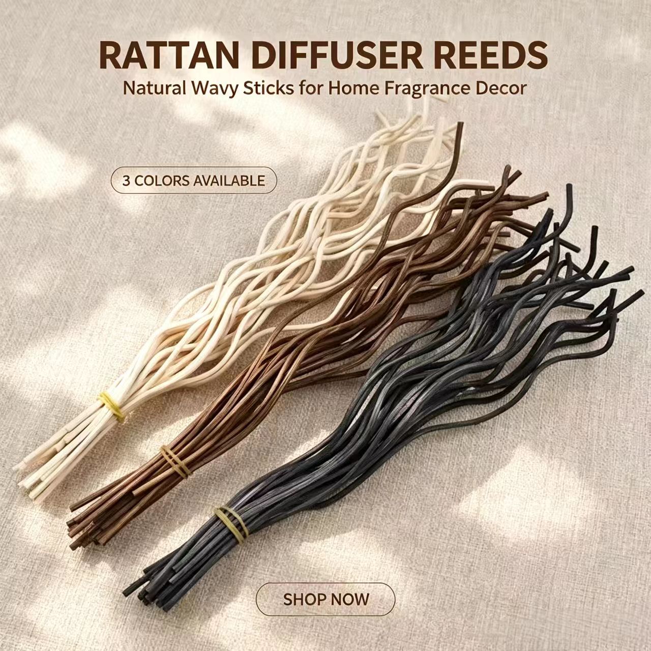 Reed Diffuser Set - 20Pcs Long Wavy Rattan Reed Diffuser