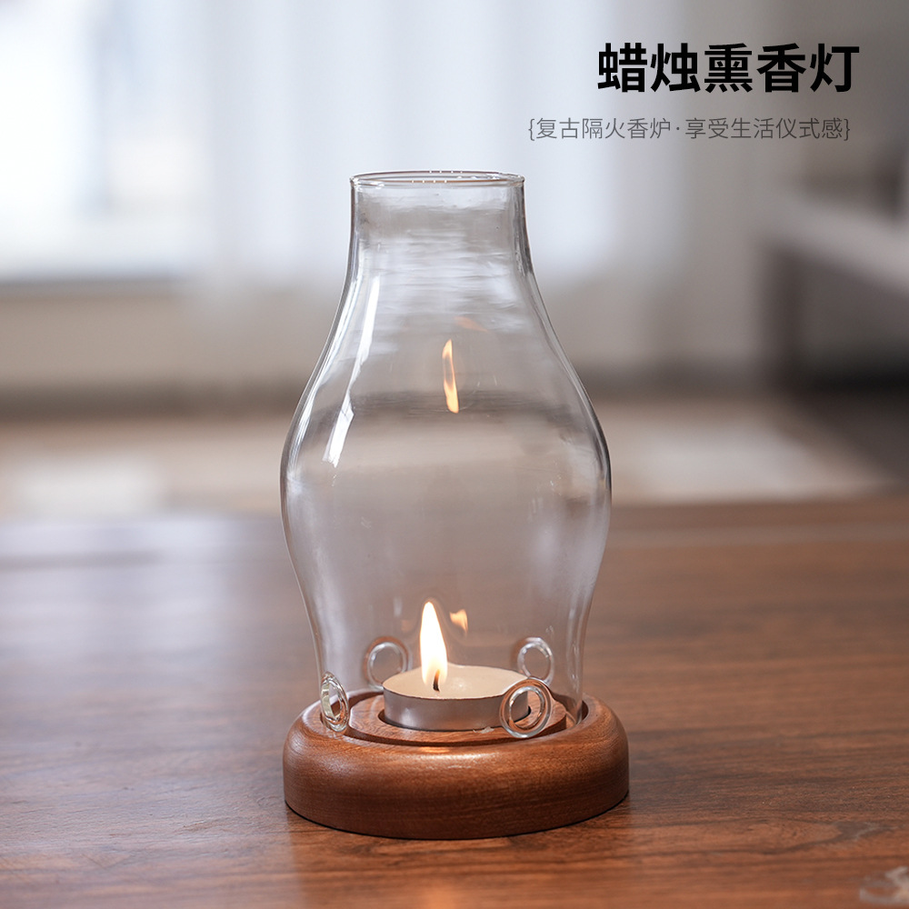 Transparent Glass Candle Holde - Home Fragrance Lamp 评论和价格