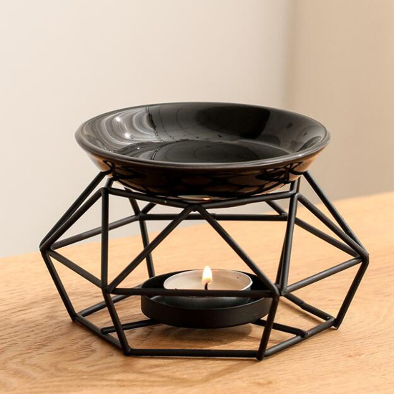 Ceramic Bowl Iron Rack Black C - Home Fragrance Lamp 评论和价格